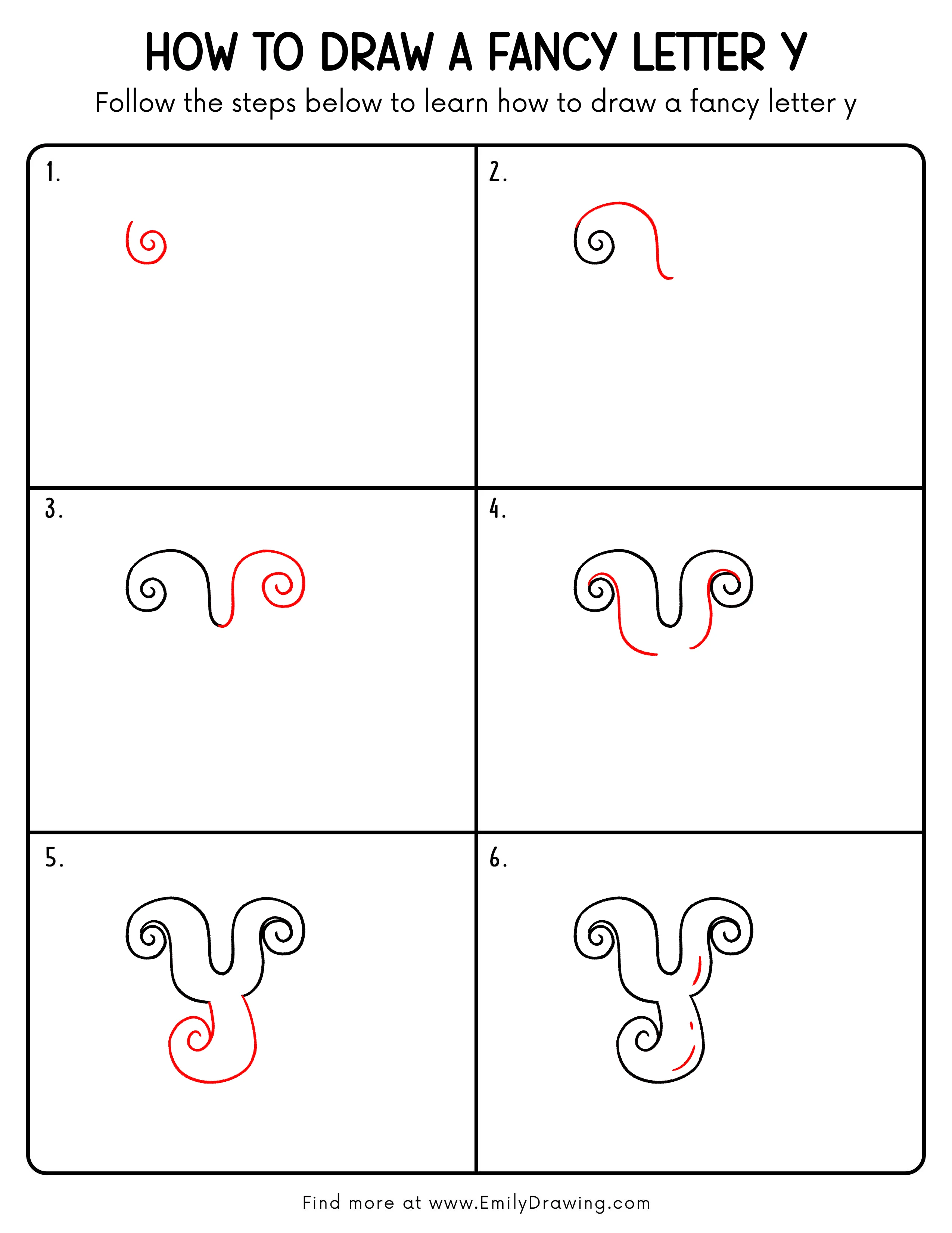Printable Fancy Letter Y Drawing Guide